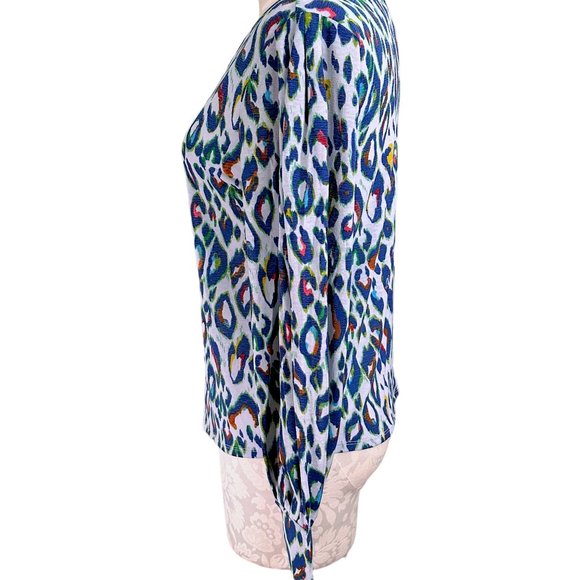 Nine West Cheetah Blouse Multicolor Blue Women's Small Winter 2019 - Picture 7 of 11